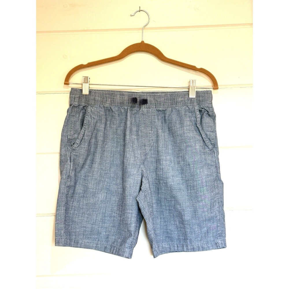 Lands End Shorts Kids 14/16 Women’s S Blue Chambray Mid Rise Preppy